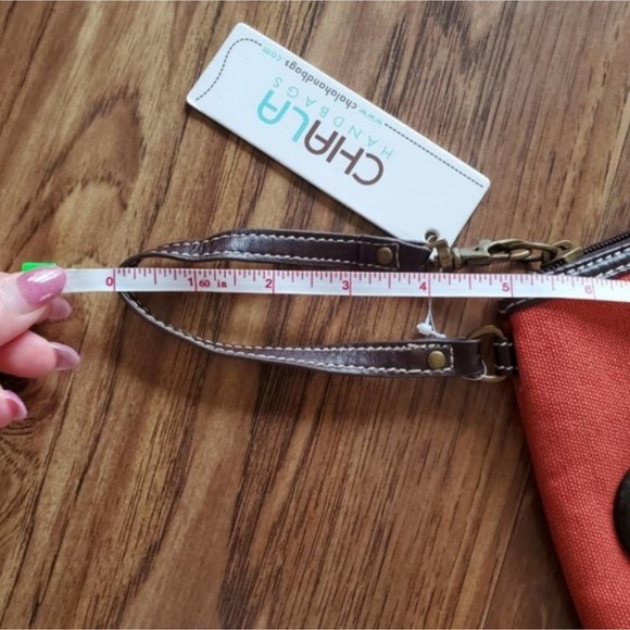 Chala Embroidered Bag with Button Flower Decor Orange Wristlet Purse New NWT - Picture 8 of 8